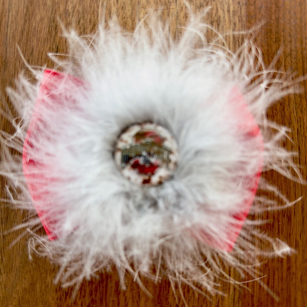 OHIO STATE Hair Bow with Feathers on Clip - Handmade by Me